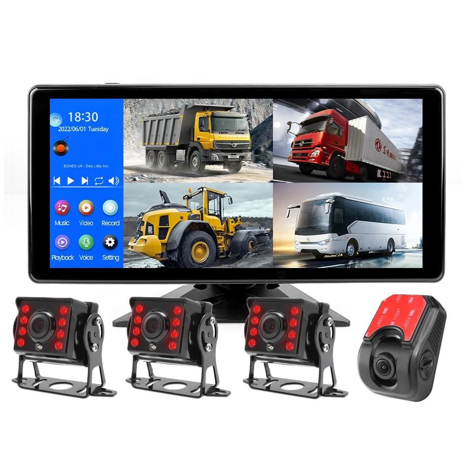 10.36 Inch 4 Channels Touch Screen Smart Blind Zone Radar BSD Alarm DVR ...