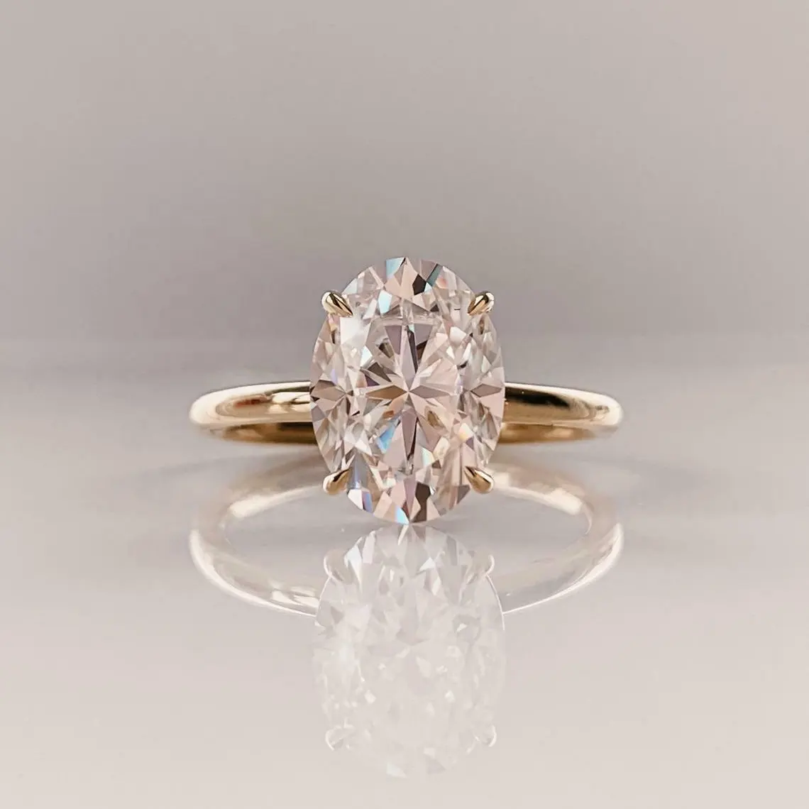Kibo 2021 anéis de diamante, venda quente, noivado 10k, ouro sólido 2ct, oval, moissanite