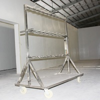 Chariot de transfert en acier inoxydable rouge durable avec moteur et pompe pour abattoir de porcs/bovins/ovins/chèvres