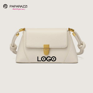 Paparazzi-Bolso de hombro con solapa antirrobo PA0565, cruzado de cuero auténtico blanco Pu - Product Image 1