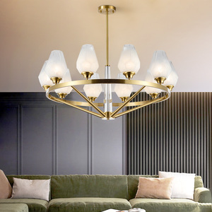 โคมไฟระย้าแบบผสมผสานสไตล์จีนใหม่ ทำจากทองแดงทั้งหมด สำหรับห้องนอน ห้องนั่งเล่น และห้องโถง ให้แสงสว่างหรูหรา - Product Image 3