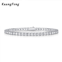 Bracelet tennis en argent sterling 925 et plaqué or 18 carats avec moissanite, style hip-hop rock, pour hommes et femmes, 12462 Fine Fashion