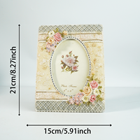 Cadre photo en résine 3D rose gaufré à double ouverture, style campagnard français, pour décoration de bureau, vente en gros, OEM