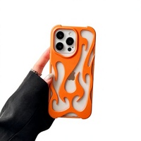 Coque de téléphone mate à motif flamme animale creuse pour 17 Pro Max/15/14/13 avec dissipation thermique et résistance aux chutes