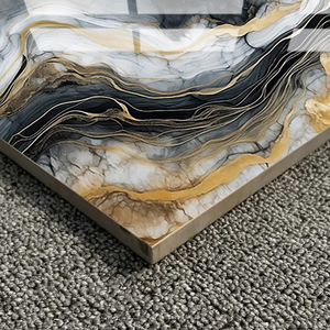 Porcelanato <span class=keywords><strong>de</strong></span> Lujo Fácil <span class=keywords><strong>de</strong></span> Limpiar, Modernos para Piso, Azulejos <span class=keywords><strong>de</strong></span> Porcelana Pulida en Negro y Dorado con Efecto Mármol 60x60 para Sala <span class=keywords><strong>de</strong></span> Estar 24x24 - Product Image 2