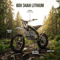 Moto électrique Surron Style 9000W pour adultes, batterie longue portée 80V34Ah 100KM, vitesse maximale 110km/h, au-dessus de 70 km/h °   4 vitesses, 2 modes
