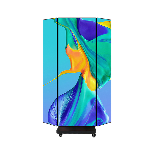 LED Tri Fold Poster Display P2.5/P1.5 Indoor Foldable Double-Sided Advertising Screen for Shopping Mall
