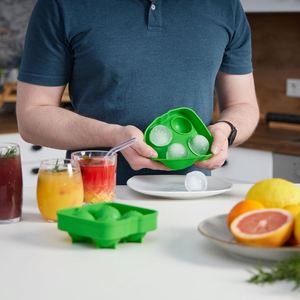 Moule à glaçons sphériques en silicone écologique à 4 compartiments de 1,57 pouce, avec entonnoir, pour une libération facile, réutilisable - Product Image 2