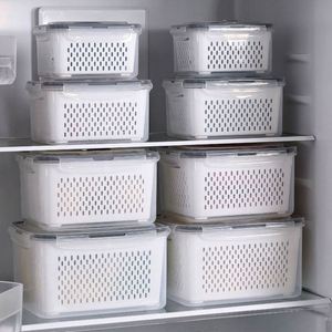 2-in-1 Rectangle Small Transparent Eco-Friendly Plastic PP Fruit Container Fridge Organizer <b>Kitchen</b> Cabinet <b>Storage</b> <b>Boxes</b> - Product Image 1