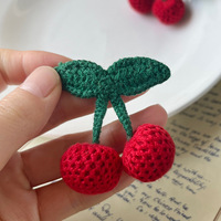Crochets de tissage à motifs floraux, accessoires capillaires 3D tendance, patchs de couture en tissu de laine faits main cerise