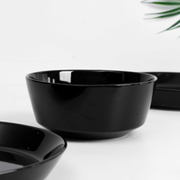 Nouvelle conception, porcelaine fine, couleur noire, incrustation dorée sous glaçure, service de table moderne anti-fuite, logo personnalisé, ensembles de vaisselle en céramique