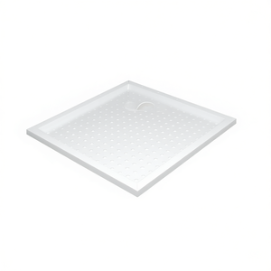Receveur de douche carré blanc en ABS 31,5 x 31,5 x 1,6 pouces avec drain central, prêt pour l'installation au sol - Product Image 1