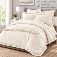 Ensemble de literie à volants personnalisé, marque privée, en coton lavé, style Cottagecore, comprenant une housse de couette et une jupe de lit, pour marques de boutiques