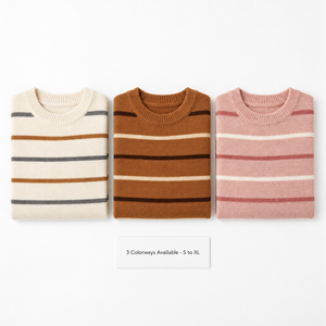 Pull en maille côtelée à rayures horizontales fines, <span class=keywords><strong>col</strong></span> rond, manches longues, épaules tombantes, personnalisé OEM pour <span class=keywords><strong>femme</strong></span>, vente en gros - Product Image 5