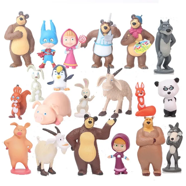 Nueva llegada Masha oso figura juguetes chico para juguetes dibujos animados Masha juguetes para niños muñeca figuras de acción