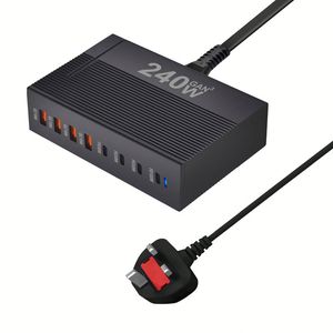 Portable 240W Travel GaN Charger <b>Adapter</b> US EU UK AU <b>Plug</b> 4C4A PD USB <b>C</b> Wall Charger Power Station for Desktop Laptop - Product Image 5