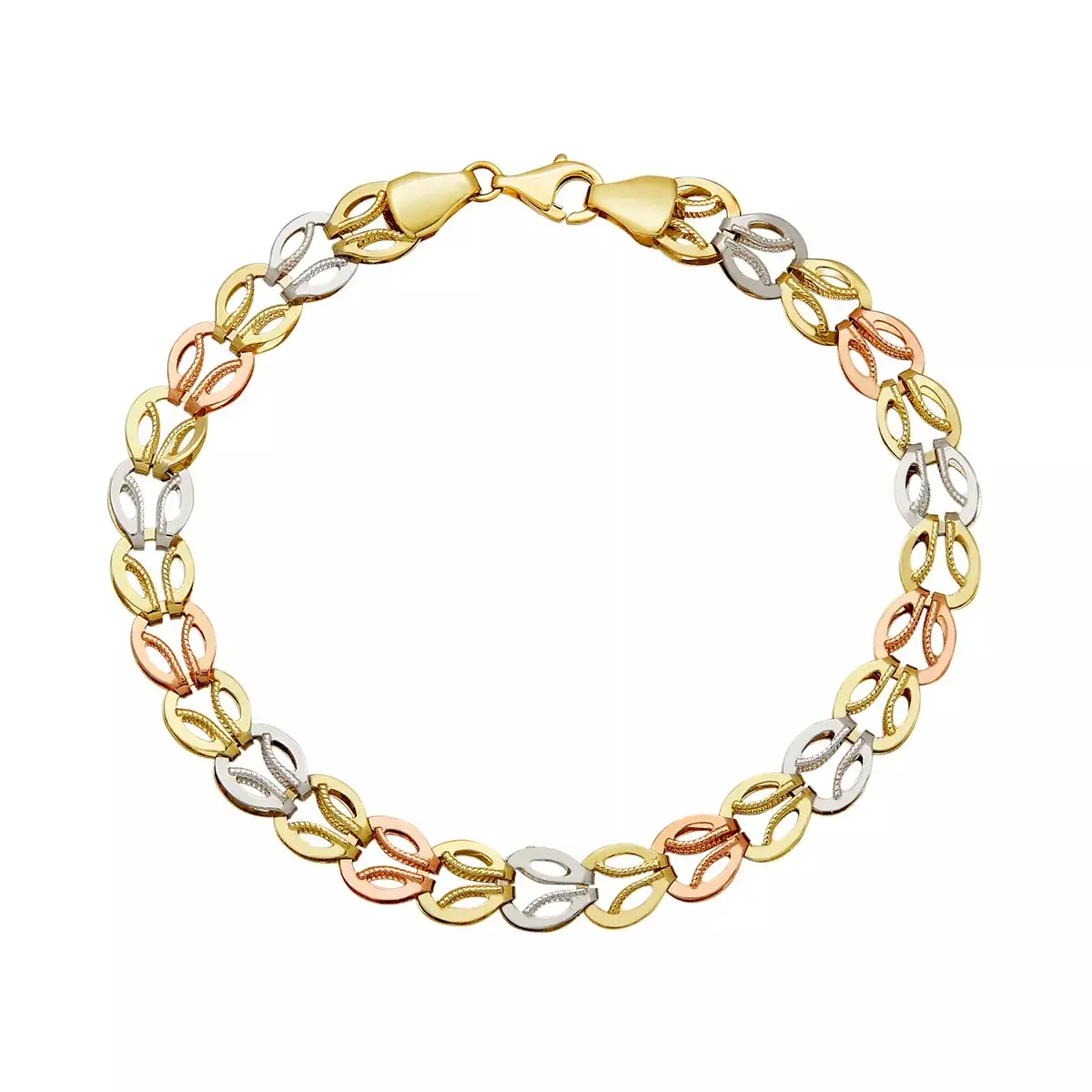 duyizhao Jewelry Big Metal Link Circle Chain Men Personalized Gold Tri Tone Gold Link bracelet