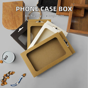 Caja rígida de papel Kraft Blanco/negro con ventana de PVC Embalaje minorista universal para teléfonos móviles para uso cosmético Agujeros para colgar - Product Image 2