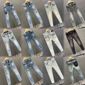 Pantalones de moda raspados <span class=keywords><strong>con</strong></span> agujeros <span class=keywords><strong>rotos</strong></span> para hombre, pantalones <span class=keywords><strong>vaqueros</strong></span> elásticos salpicados <span class=keywords><strong>con</strong></span> <span class=keywords><strong>pintura</strong></span>, pantalones de mezclilla, moda de calle alta - Product Image 1