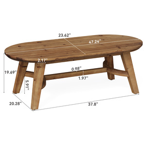 Mesa de Centro Ovalada de 47 Pulgadas, Madera de Pino Sólida, Esquinas Suaves Aptas para Niños, Mesa Auxiliar Moderna para Sala de Estar - Product Image 6