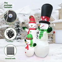 Drei Schneemann-Familien-Kombination Aufblasbare Luftfiguren mit LED-Beleuchtung für Weihnachtsdekoration im Außenbereich