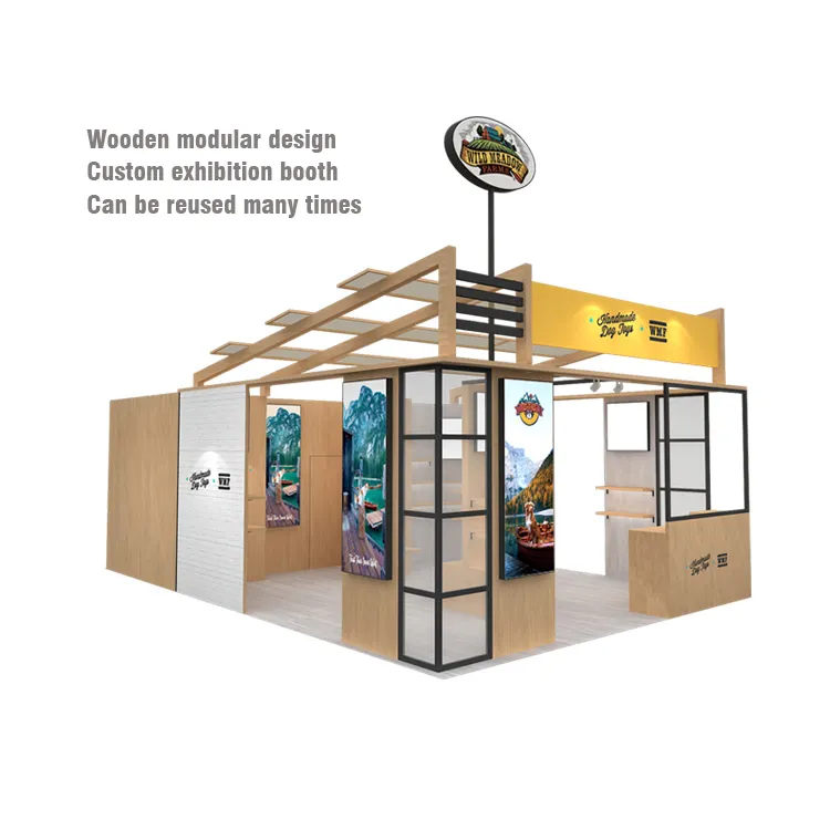 Izexpo Cabina modular de madera Custom 20X20ft Stand de madera 30MIN Exposición de cabina de construcción rápida