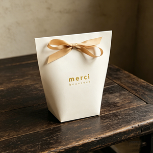 Custom Sustainable Tapered Shape Gift <b>Packaging</b> Bags Eco‑friendly Kraft Paper Material Satin Ribbon Bow Closure For Wedding - Product Image 2