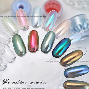 ผงสีโครเมี่ยมออโรร่า 6 สี สำหรับตกแต่งเล็บอะคริลิค กลิตเตอร์ PET สีมูนไลท์ - Product Image 4