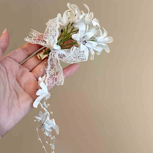 Élégante grappe de fleurs artificielles pour cheveux, accessoires de mariée pour coiffures chignon, pinces à cheveux pour usage quotidien et vacances à la plage - Product Image 5