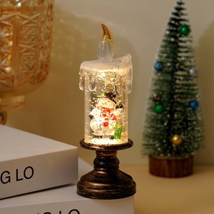 Dropshipping Shopify Christmas Candle Snow Globe Cartoon Figurine With <b>Glitter</b> Waterless Light Up Decor - Product Image 6