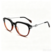 Lunettes rondes en acétate anti-lumière bleue avec branches décorées de métal, idéales pour le quotidien, les fêtes, les voyages et multiples occasions