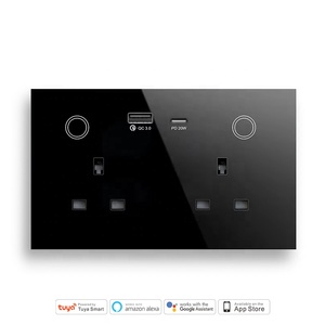 Glass Panel USB <strong>Double</strong> Socket 20A Tuya Smart Zigbee UK Plug Socket With Type c 220V Power Statistical Socket - Product Image 6