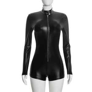 <span class=keywords><strong>Tuta</strong></span> intera da donna Jiubaju in <span class=keywords><strong>pelle</strong></span> PU <span class=keywords><strong>nera</strong></span>, a maniche lunghe, con cerniera frontale, collo alto, cut-out, aderente, sexy, per discoteca - Product Image 5