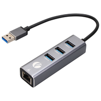 VCOM Hub USB multifonctionnel 4 ports USB3.0 Type A avec adaptateur LAN RJ45