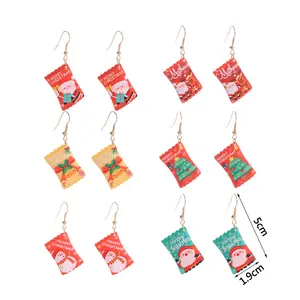 XIXI Sweet Resin Ohrringe Nette Weihnachts baum Elch Glocke Santa Ohrringe Cartoon Weihnachten Candy Wrapper Ohrringe für Frauen Mädchen