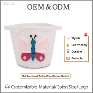 <span class=keywords><strong>Cesta</strong></span> de Almacenamiento Redonda de Cuerda de Algodón con Diseño de Mariposa 3D, Blanca, Decoración para Cuarto de Niños, <span class=keywords><strong>Cesta</strong></span> de <span class=keywords><strong>Regalo</strong></span> Multiusos con Asa para Fiestas y Bodas - Product Image 2