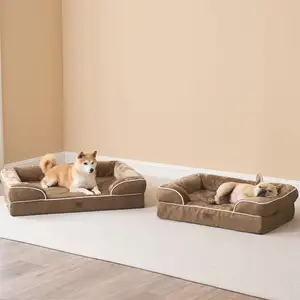 Disesuaikan Non-Slip bawah dan telur-Crate busa tempat tidur anjing Medium dengan dicuci dilepas penutup