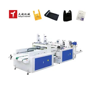 Machine TIANYUE faisant la machine automatique de production de sacs en plastique pour gants jetables de t-shirt Machine d'impression de logo pour sacs en plastique