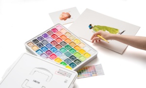 Nouvelle peinture de <span class=keywords><strong>gouache</strong></span> non toxique 56 couleurs boîtier noir avec couleurs fluo-métal <span class=keywords><strong>gouache</strong></span> métallique - Product Image 6