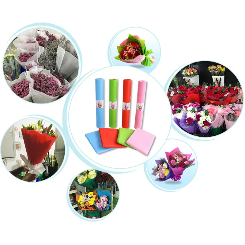 Fourniture directe d'usine motifs de gaufrage 3d motif rose non tissé en relief non tissé pour wrappin de fleurs