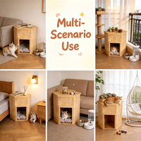Table d'appoint en bois massif pour chat, nid d'hibou multifonctionnel pour humain et animal, maison pour chat d'intérieur avec panneau à lattes respirant