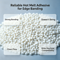 Granulés de colle thermofusible EVA à haut débit, pour une application propre sur les panneaux de particules et le contreplaqué, destinés aux machines de chantournage automatique.
