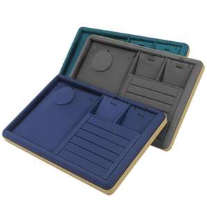 Bandeja Organizadora de Joyería Rectangular de Terciopelo con 6 Compartimentos para Anillos y Collares, Bandeja de Embalaje de Joyería Personalizada - Product Image 5