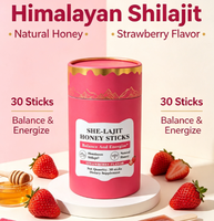 Bâtonnets de miel Shilajit à marque privée, 30 unités, pour l'équilibre et l'énergie des femmes, saveur fraise, complément alimentaire