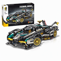 Ensemble de blocs de construction de supercar 1:14, modèle de voiture de course simulée V12, prend en charge la mise à niveau des pièces télécommandées, cadeau pour garçons et adolescents