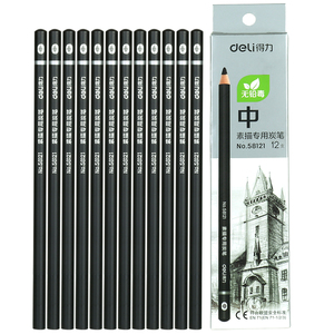 Deli 58121 Set di 12 Matite a Carboncino per Studenti d'Arte, per Schizzi, Disegno e Scrittura, 240 Scatole*12 Pezzi=2880 Pezzi per Cartone - Product Image 1