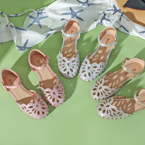 Pretty Classic <b>Soft</b> Bottom Girl Hollow Out Diamonds Princess Dress <b>Shoes</b> Comfortable Kids Sliver School Leather <b>Shoes</b> for Girls - Product Image 2