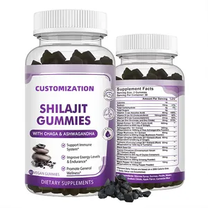 OEM/ODM perawatan kesehatan profesional 700 Mg Shilajit suplemen bebas gula Gummies organik Himalaya