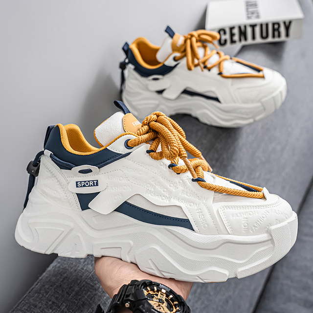 Factory Direct Men's Wear Resistant Footwear Breathable Lightweight Comfortable Chunky Heighten Casual Sports Sneakers