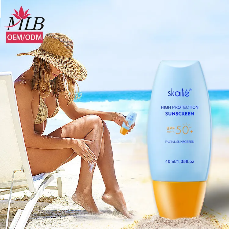 Private Label Spf 50 Oil-Free Zinco-Óxido Tinted Sunburn Sun Block Protetor solar impermeável Whitening Sunblock Corpo e Rosto Creme